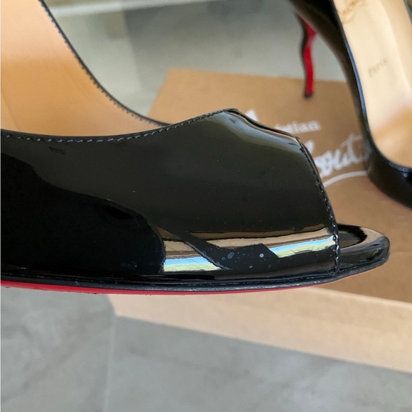 Authentic Christian Louboutin Jolly B Patent Black peep toe heels, size 39 - Picture 8 of 12